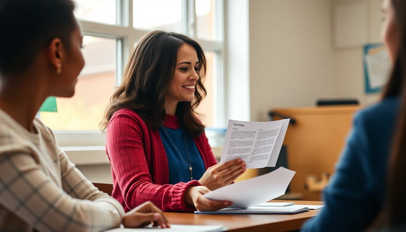 Teacher sending follow-up newsletter to parents after productive parent teacher conferences