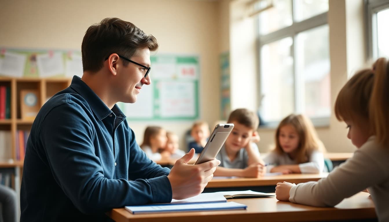 Parent teacher conference signup newsletter sent to all school families on tablet