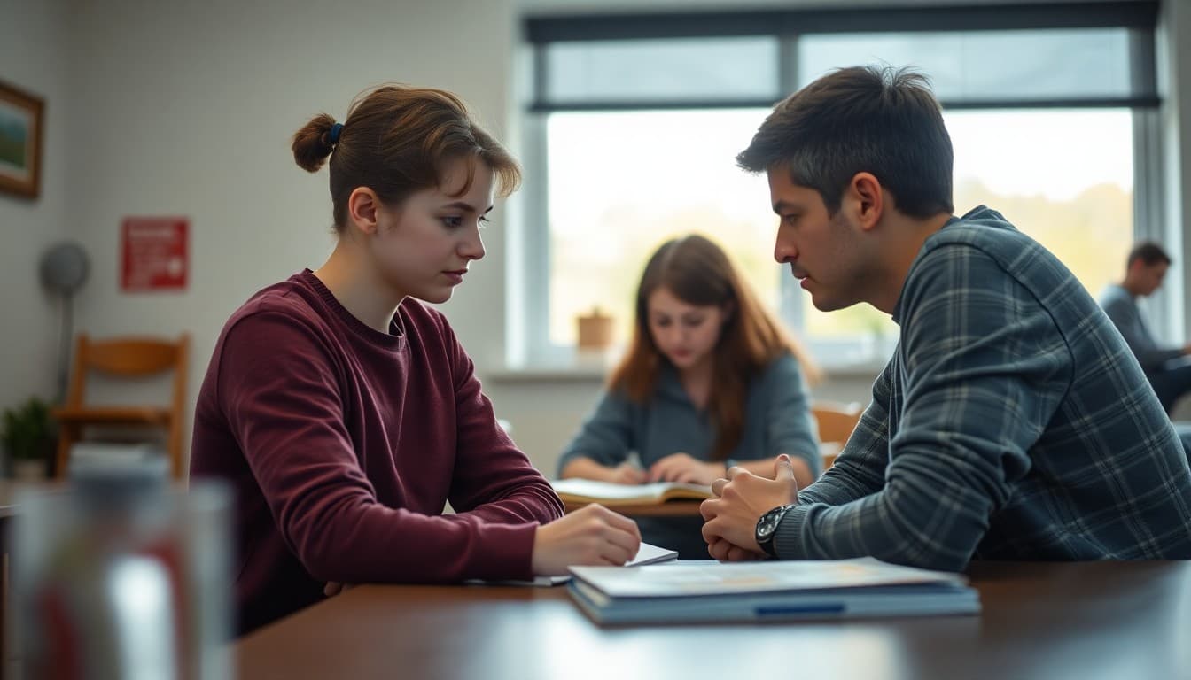 Parent noticing teenager showing signs of depression and approaching with care at home