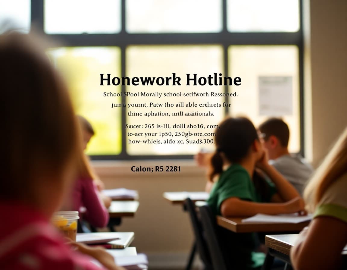 School newsletter announcing homework hotline with hours and contact information for families