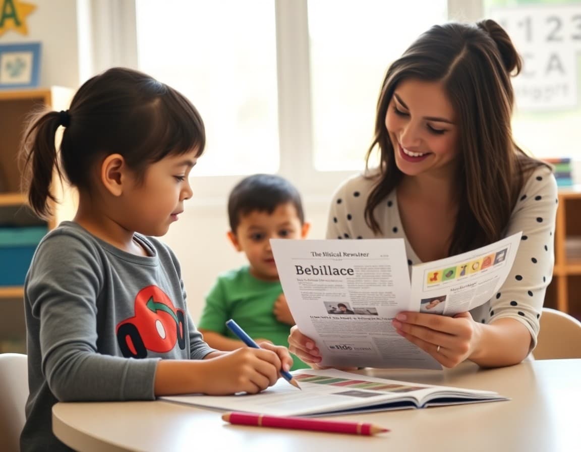 Arizona preschool teacher creating a bilingual newsletter for Spanish-speaking families