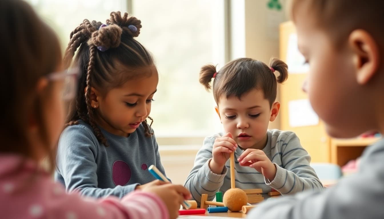 New Jersey Pre-K children doing a project-based learning activity in an Abbott district classroom