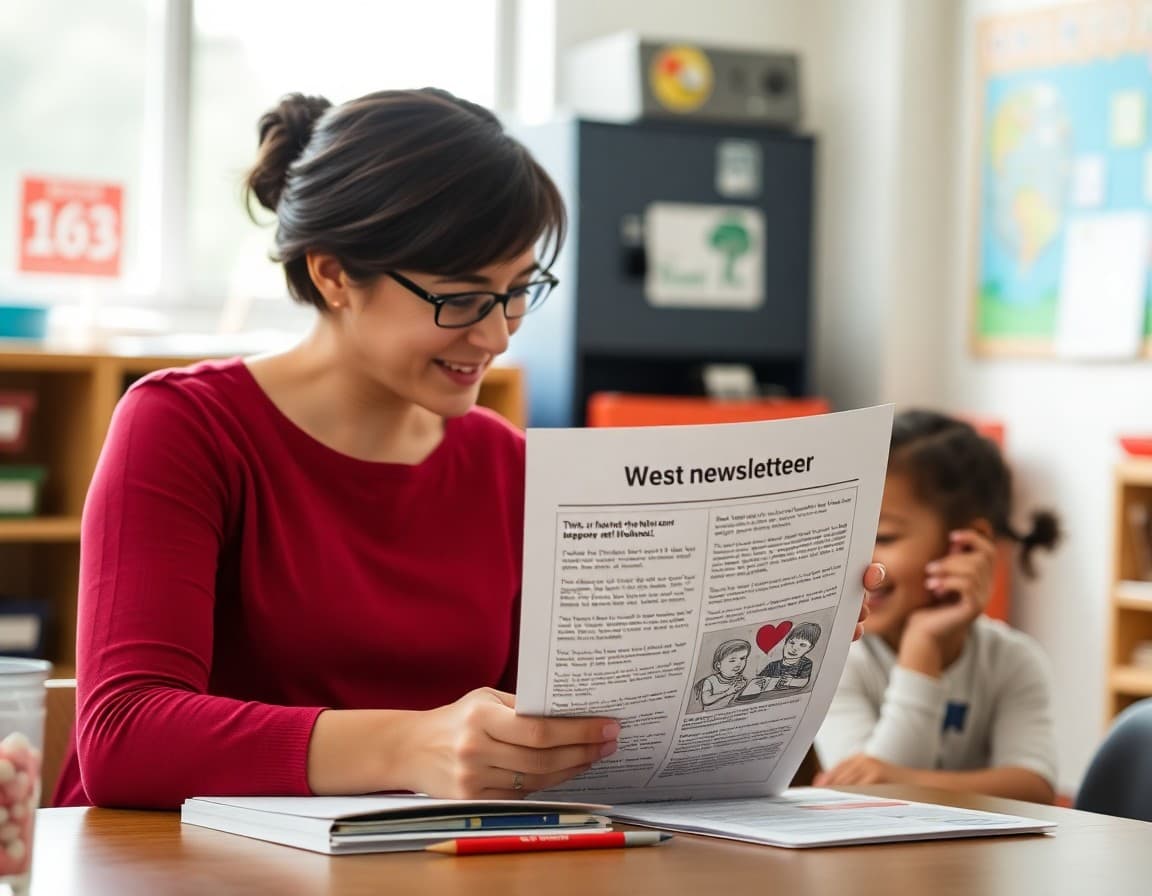 Oregon preschool teacher preparing a bilingual newsletter for diverse Portland-area families
