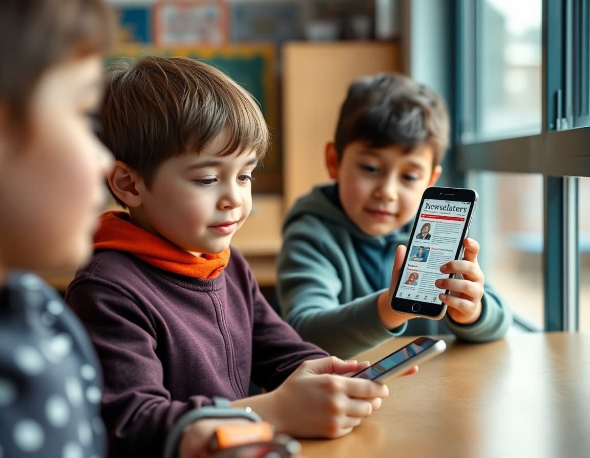 January school newsletter displayed on tablet and phone