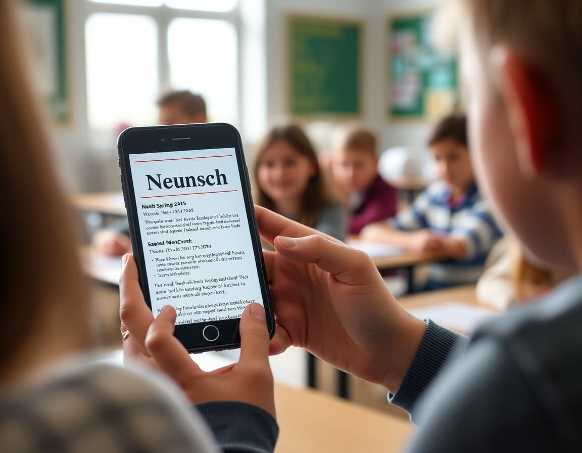 March school newsletter open on a parent's phone with spring event details