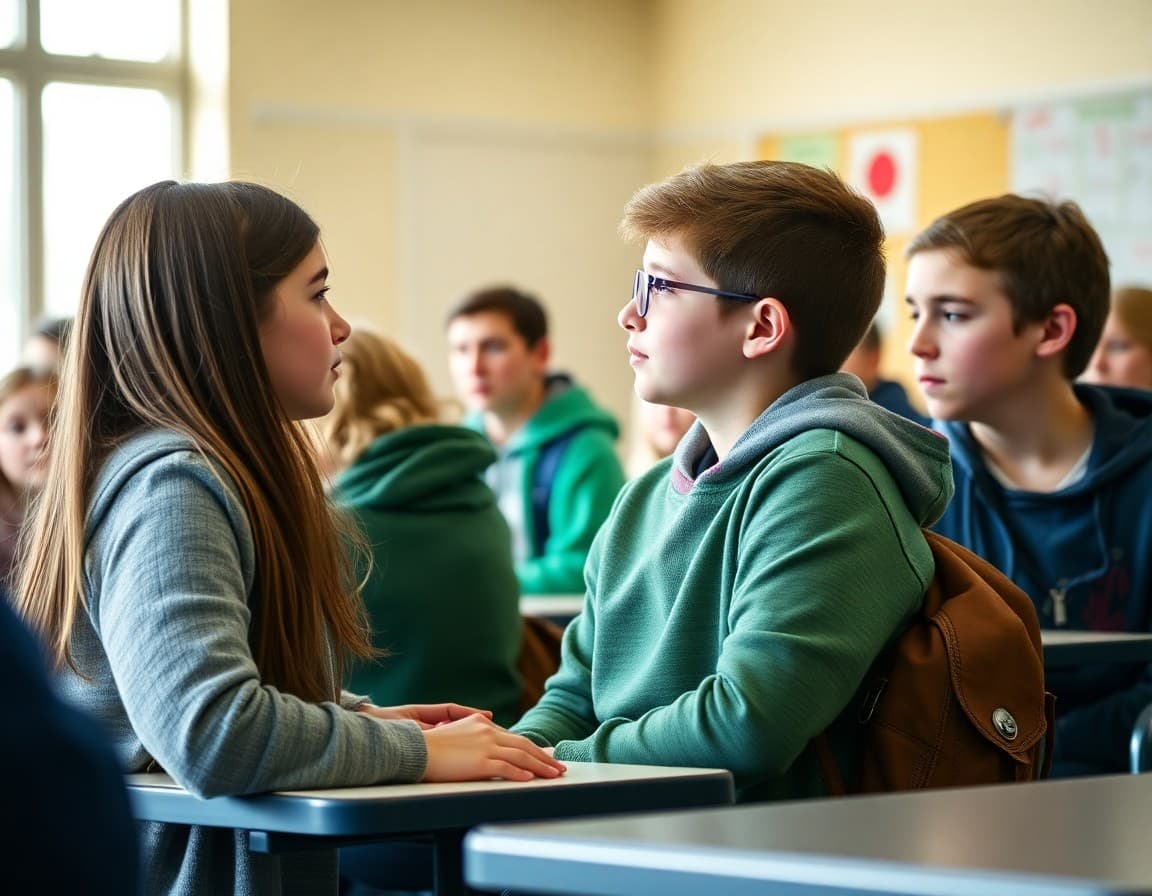 Middle school eighth graders attending a high school orientation visit in April