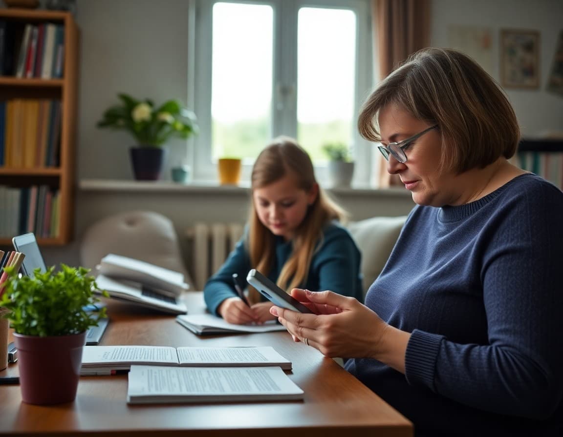 Parent replying to a principal newsletter on a phone at home