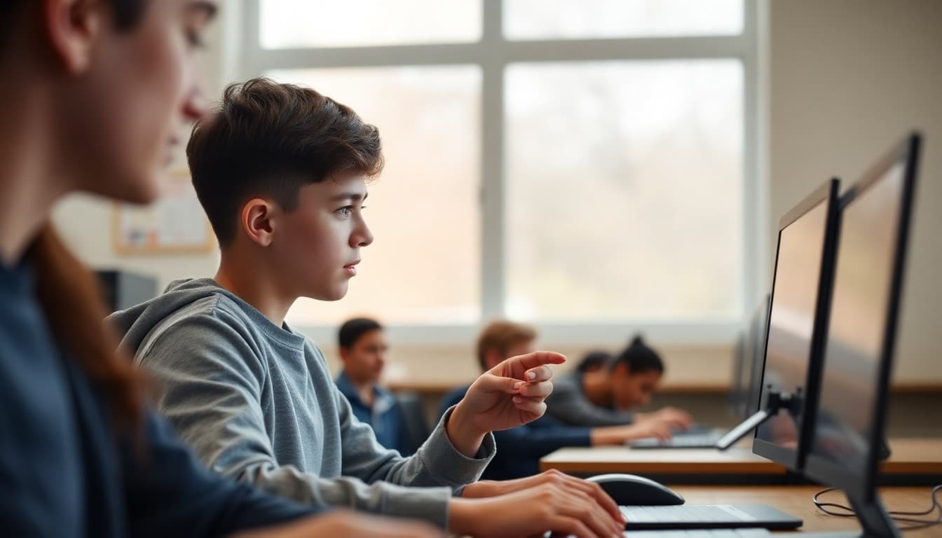 Student viewing earned digital badges on a school learning management system