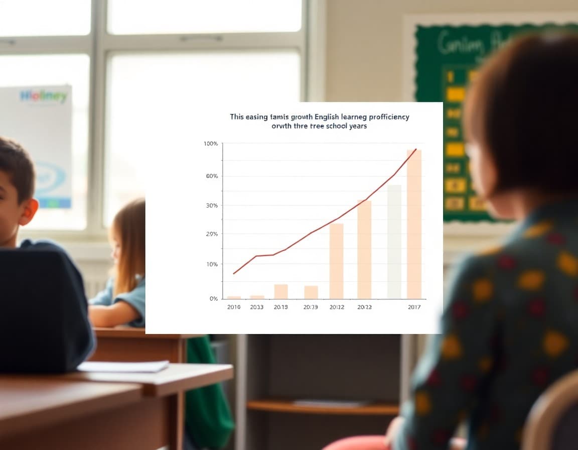 Chart showing English learner language proficiency growth over three school years