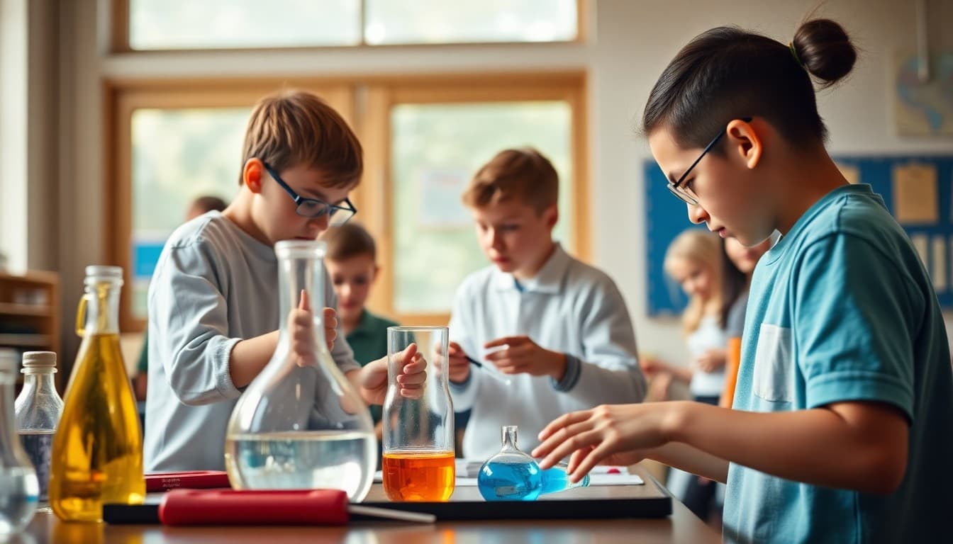 Students conducting hands-on science experiments during National Science Week celebration