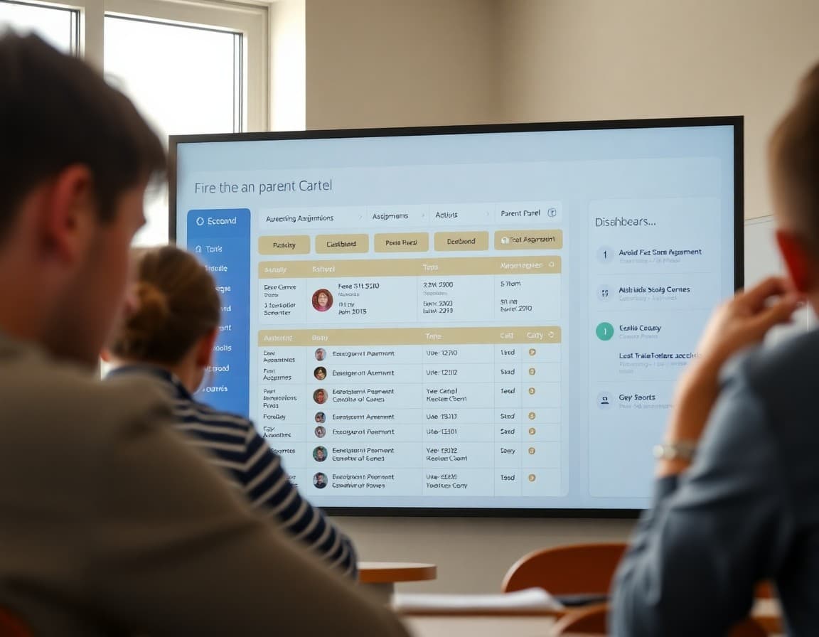 School parent portal dashboard showing attendance grades and upcoming assignments