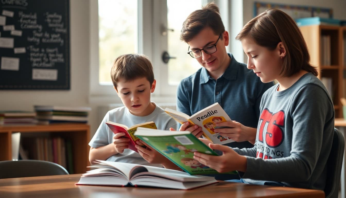 Reading specialist working one-on-one with a student using decodable reader books