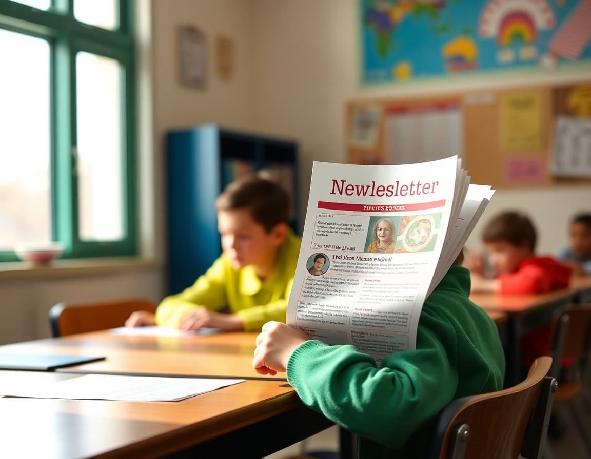 School newsletter printed and sent to a mailing address outside the home