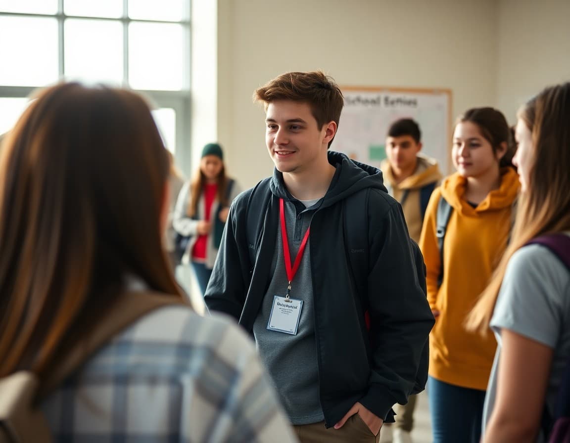 Student ambassador leading a group of prospective students on a school tour