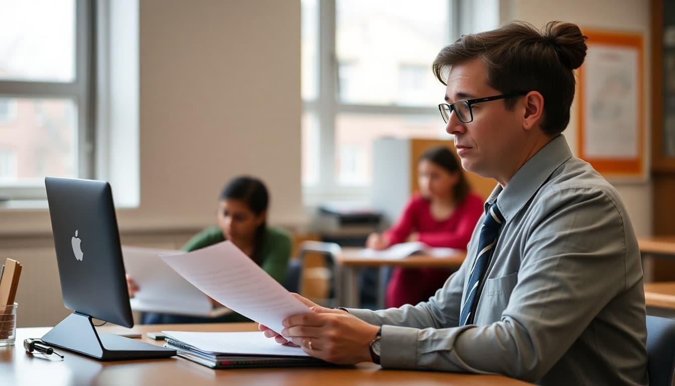 Principal preparing a communication for families during a teacher work stoppage
