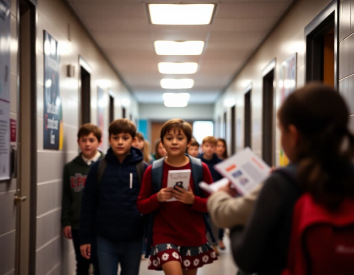 School hallway activity being captured for newsletter content