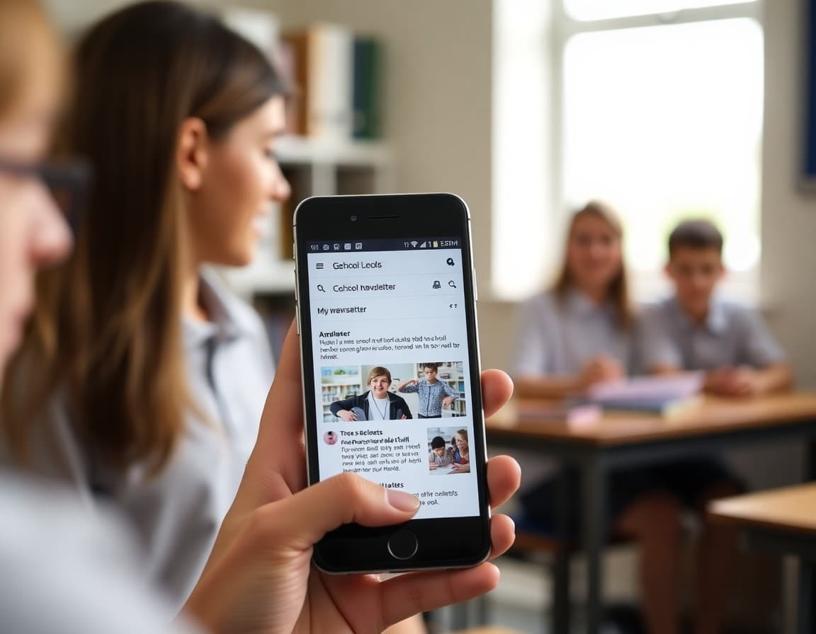 School newsletter displayed in Gmail inbox on a mobile phone