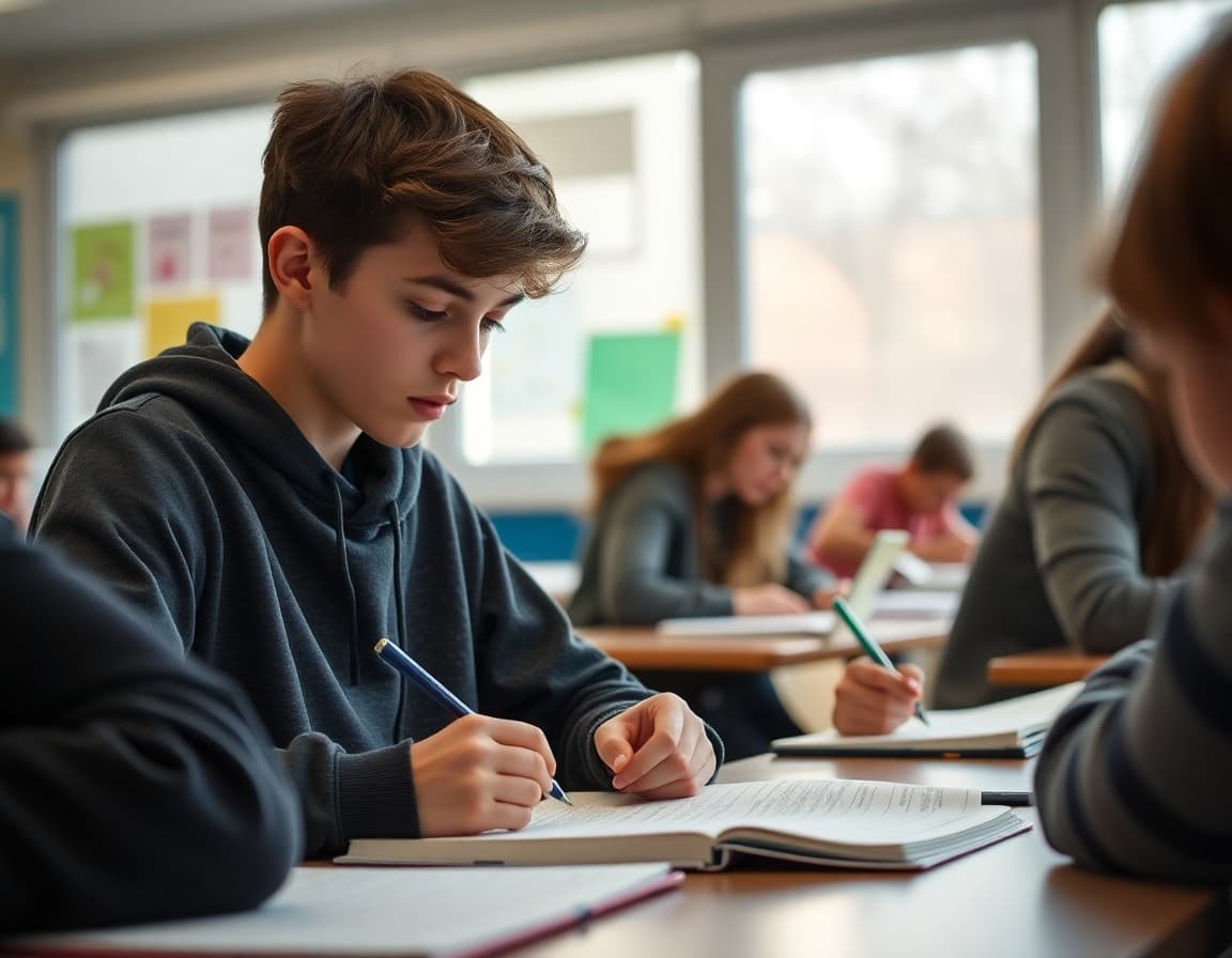 High school student journaling about emotions and goals as part of an SEL reflection activity