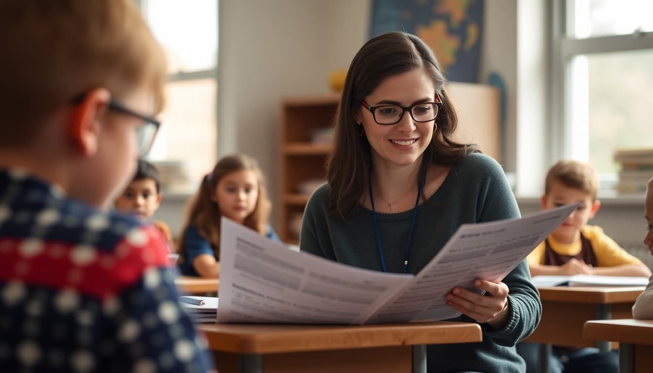Teacher explaining grading system to families through a classroom newsletter update