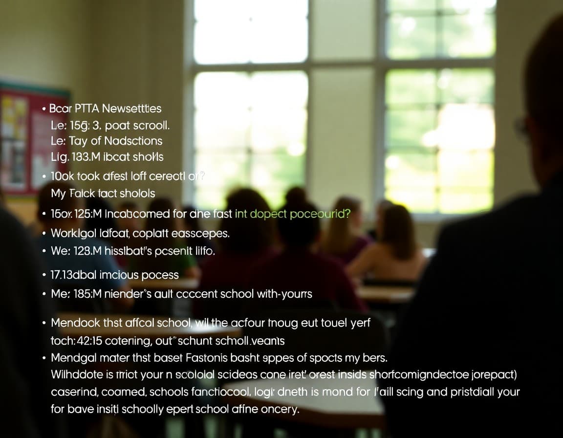 PTA committee newsletter with task assignments and timeline for upcoming school event