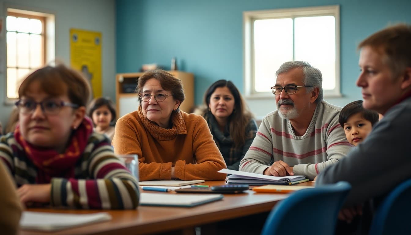 Colorado Title I school parents at a family engagement meeting in a rural San Luis Valley school