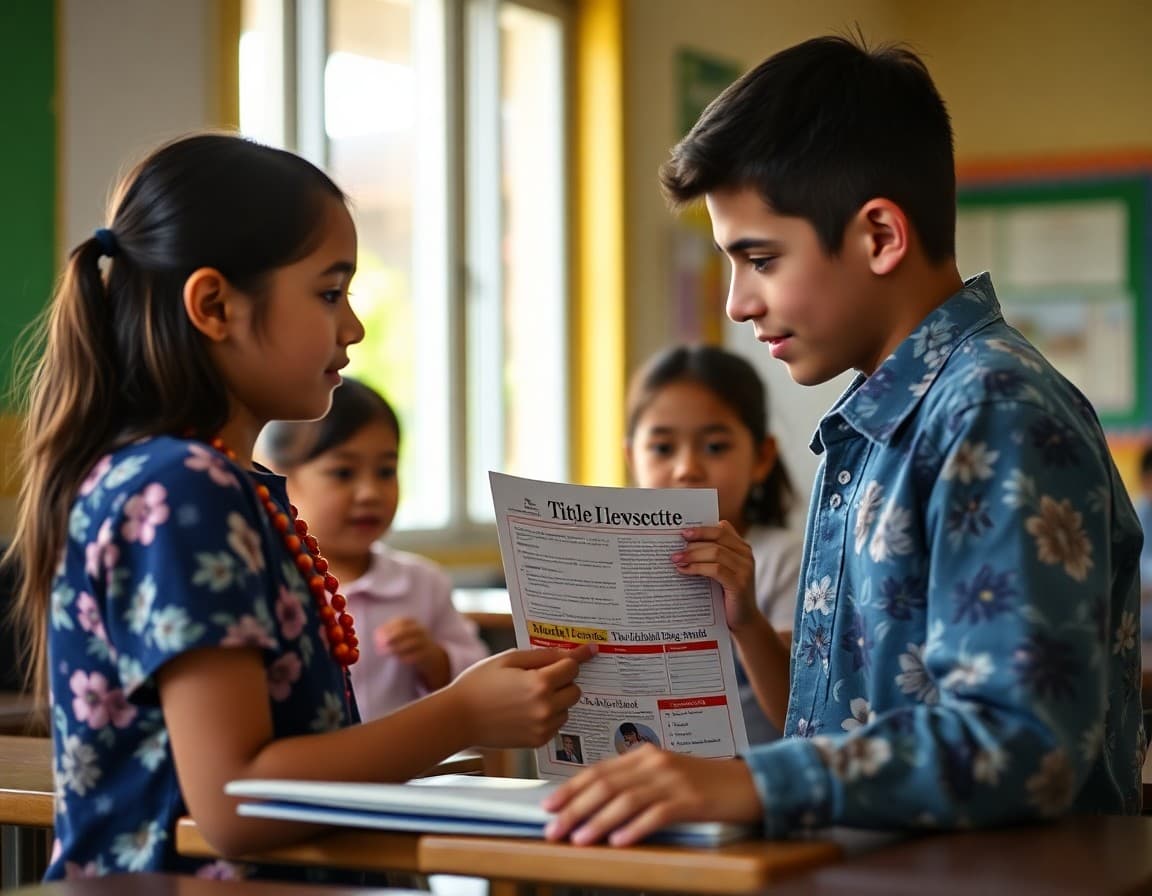 Title I family compact and multilingual school newsletter at a Hawaii elementary school