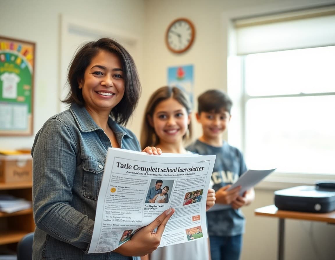 Bilingual Title I family compact and school newsletter at an Iowa rural elementary school office