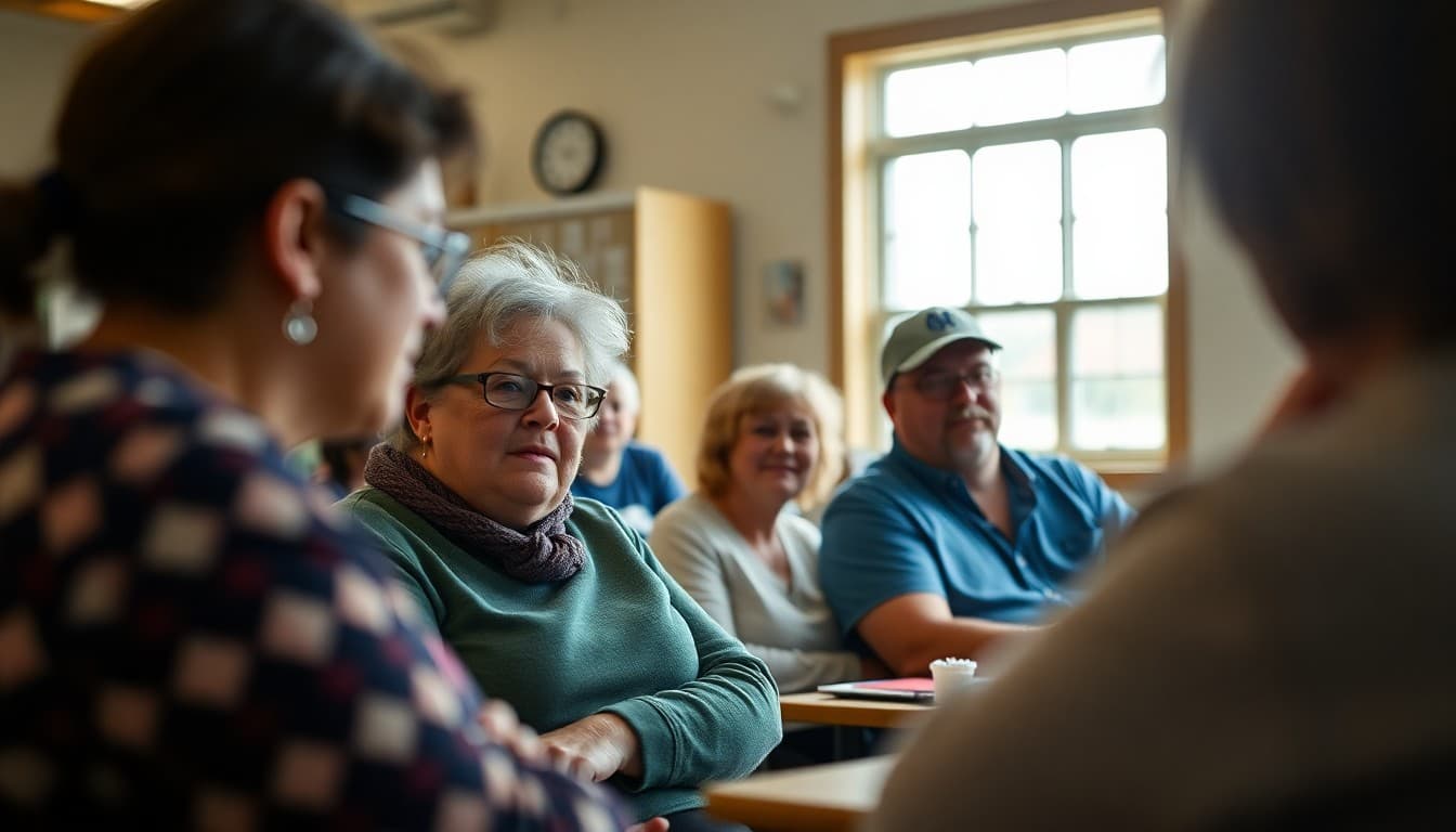 Iowa Title I school parents at a family engagement event in a rural meatpacking community school