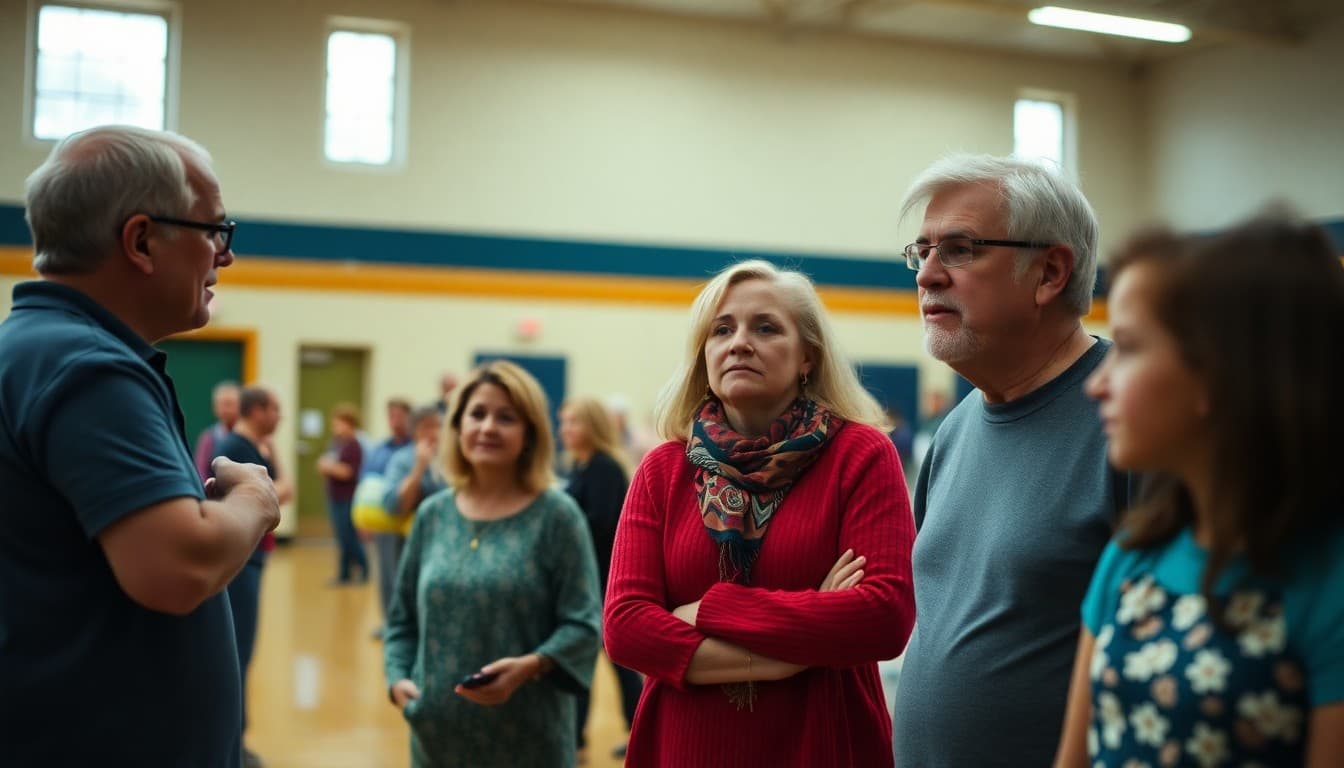 Kentucky Title I school parents at a family night in an Appalachian rural community school gymnasium