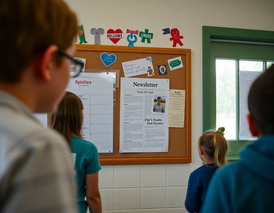 Newsletter on a bulletin board in a small Western Maryland Title I school