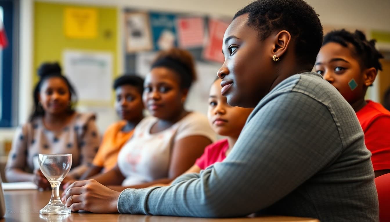 Michigan Title I school parents at a family engagement night in a Detroit elementary school