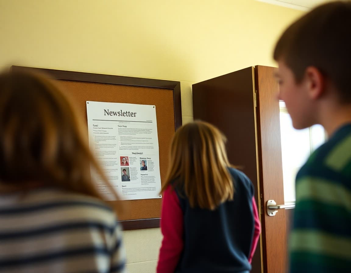 Newsletter on a bulletin board in a Missouri Bootheel rural Title I school