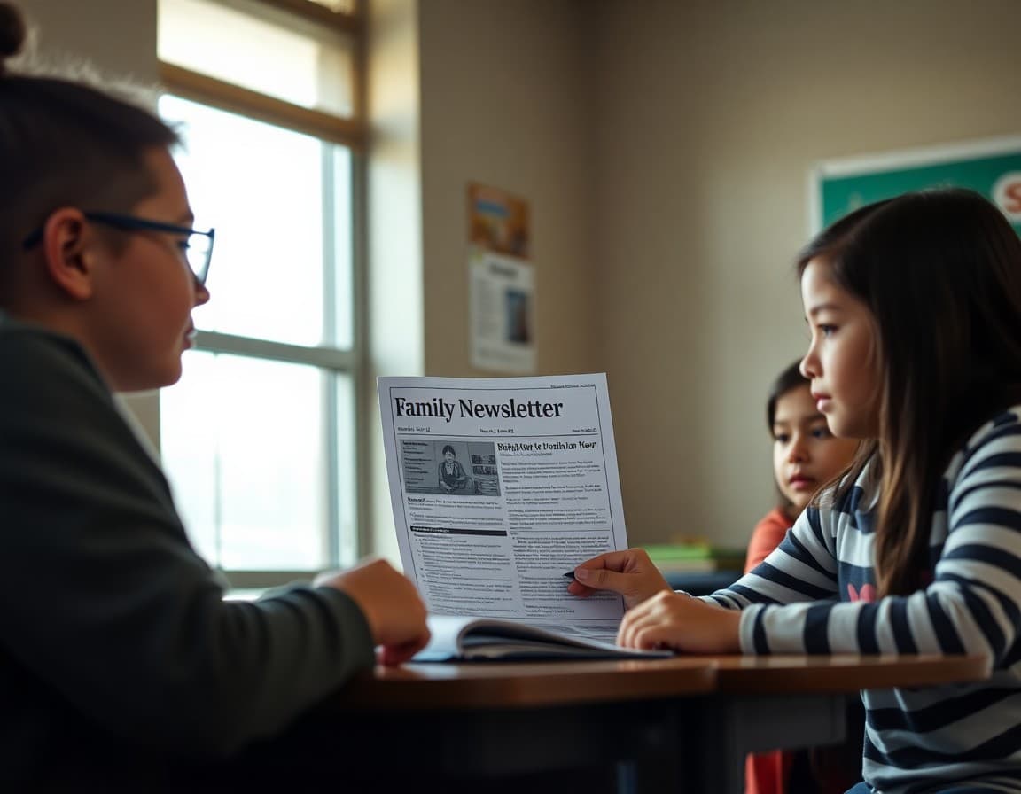 Bilingual Title I family compact and school newsletter at a Nebraska meatpacking town school