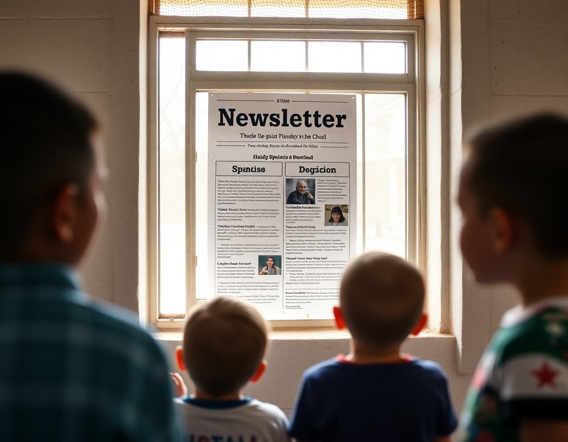 Bilingual Spanish and English newsletter posted at a New Mexico rural Title I school