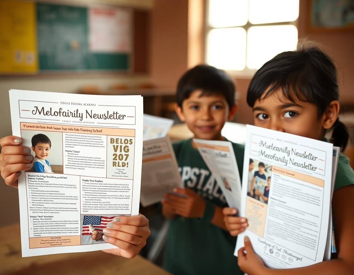 Bilingual Spanish and English family newsletter materials at a rural New Mexico border community school
