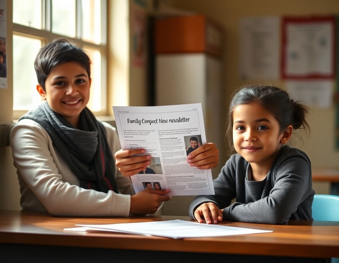 Bilingual Title I family compact and newsletter at a New Mexico rural school serving Pueblo families