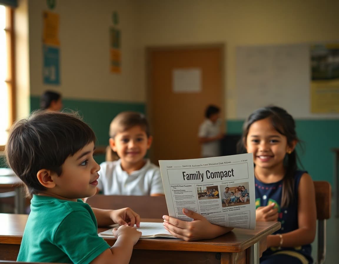 Title I family compact and bilingual school newsletter at an Oklahoma rural school
