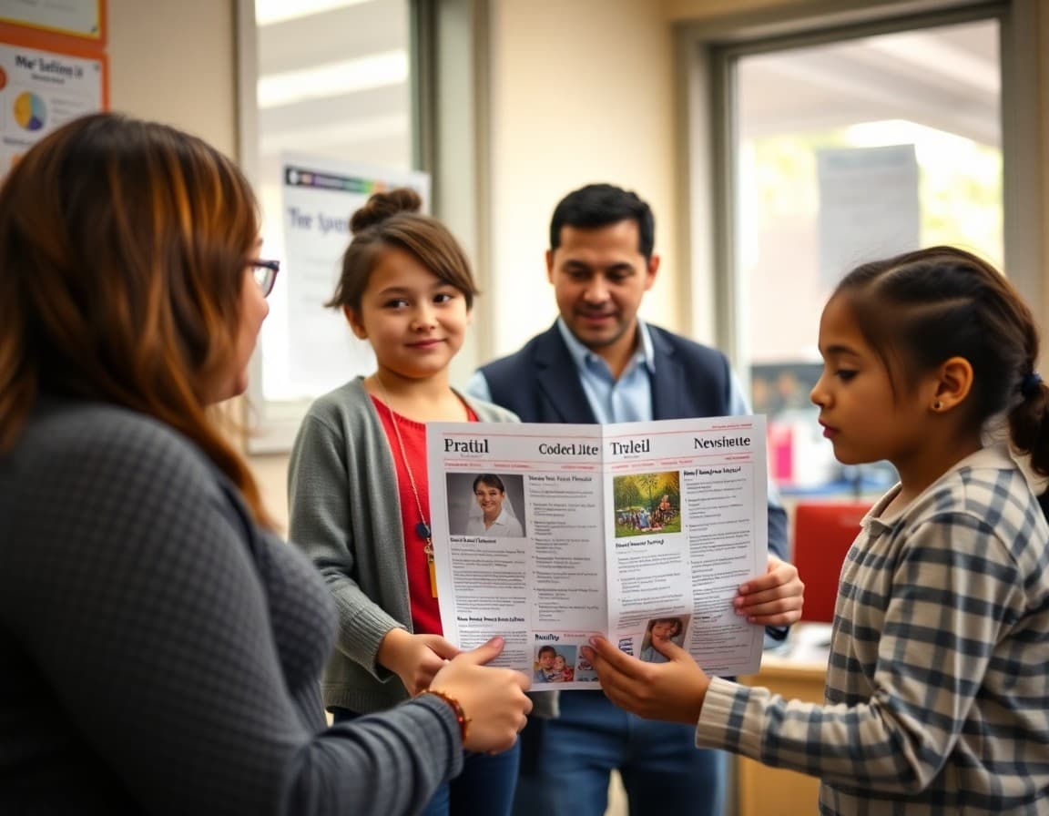 Multilingual Title I family compact and school newsletter at a Pennsylvania urban school office