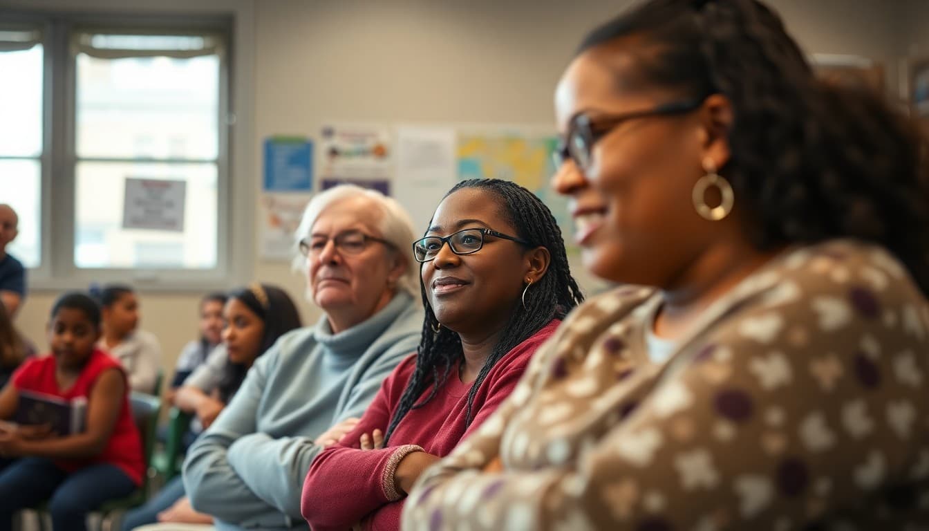 Pennsylvania Title I school parents at a family engagement night in a Philadelphia elementary school