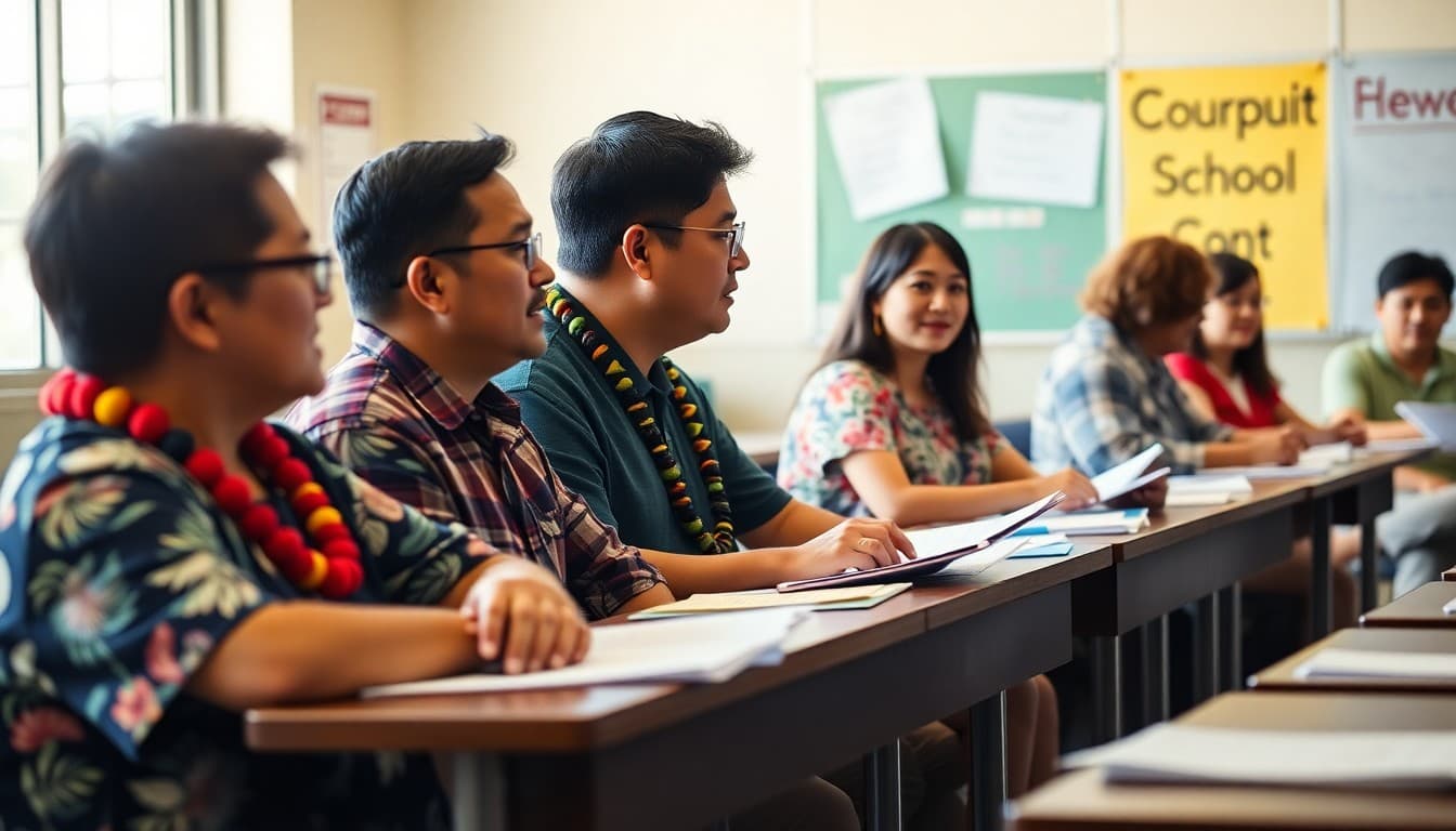 Hawaii Board of Education members at a public meeting with community members and school staff present