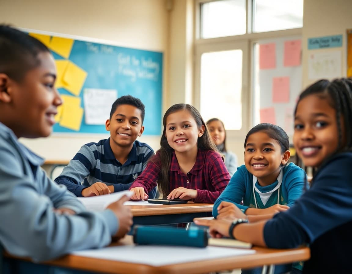 Students from diverse backgrounds working together in a classroom representing equity in education efforts