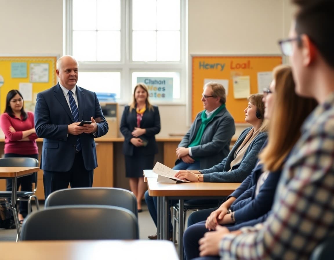 District superintendent welcoming new advisory committee members and explaining the committee's charge at an orientation