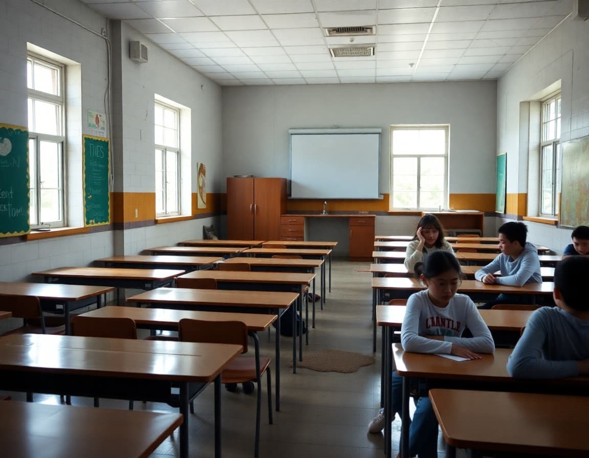 Facilities assessment report with photos of aging school infrastructure and proposed renovation plans