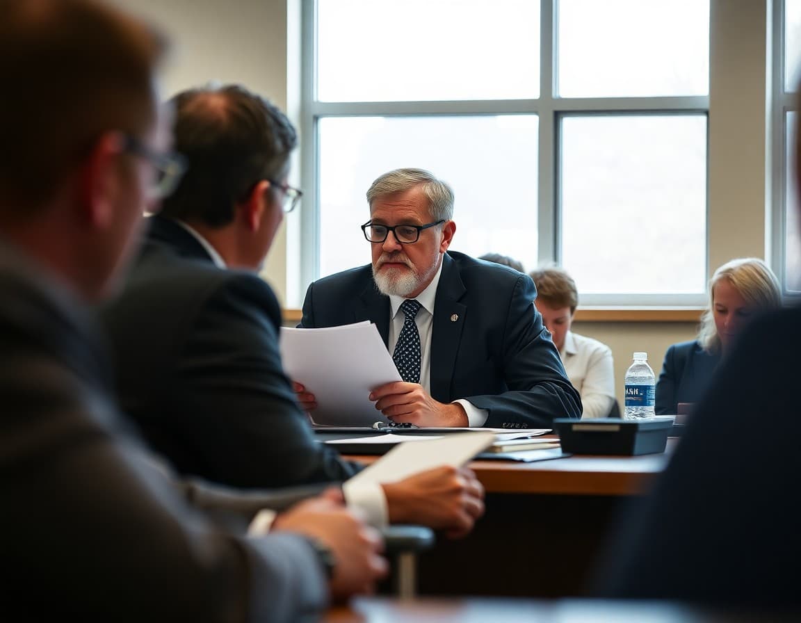 School board chair reading the executive session disclosure statement to the public at a board meeting
