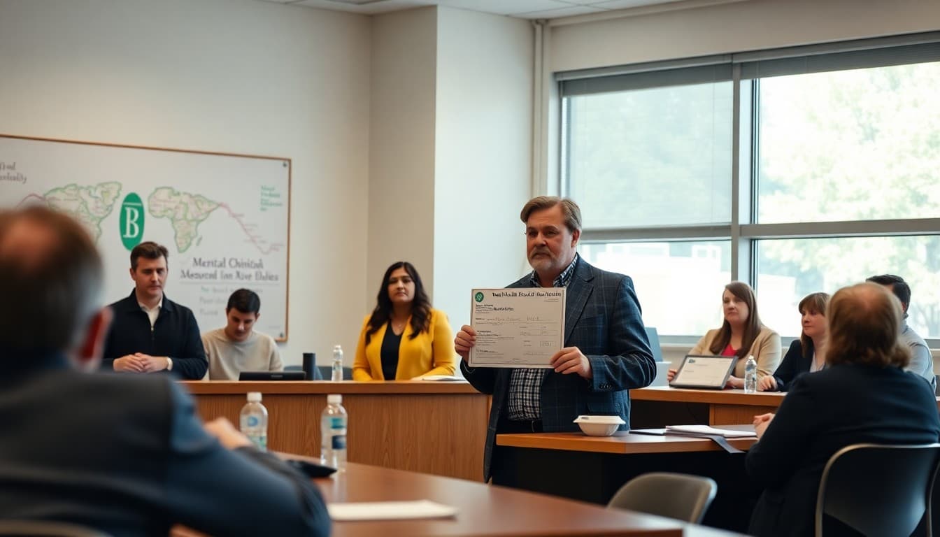 School board members presenting mental health initiative funding at a public board meeting