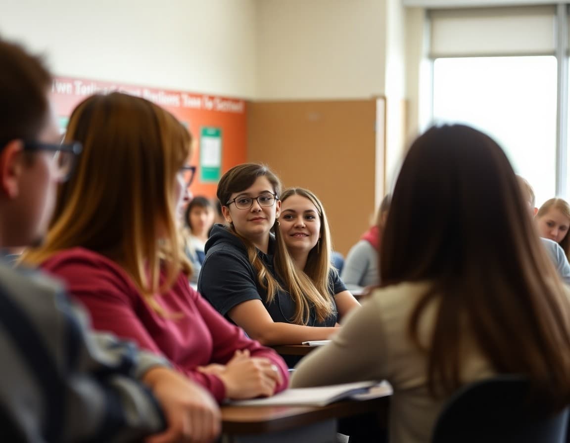 School board student representative gathering student input at high school forum