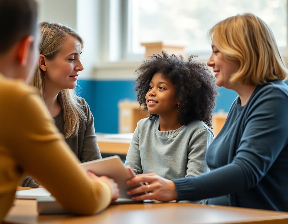 School counselor working with a student on relaxation strategies