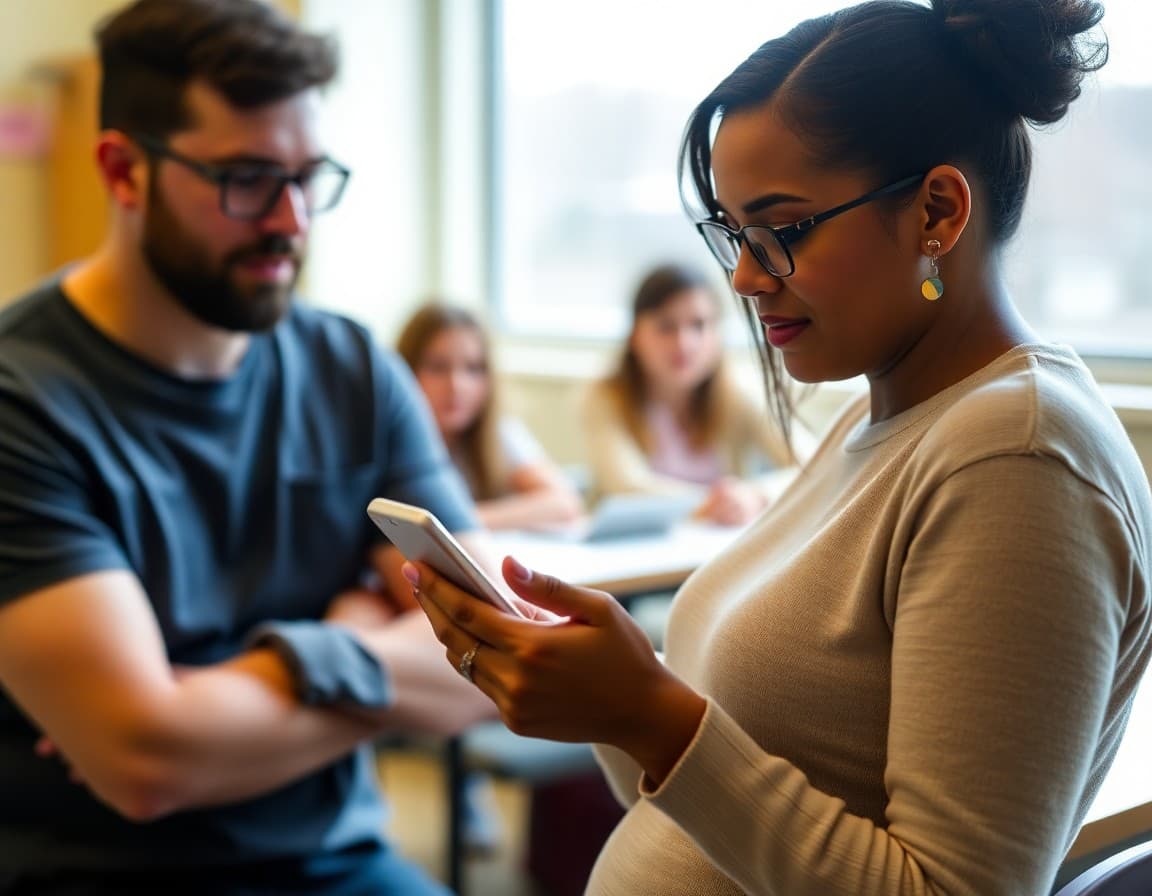Connecticut parent reviewing a school counselor newsletter on a smartphone