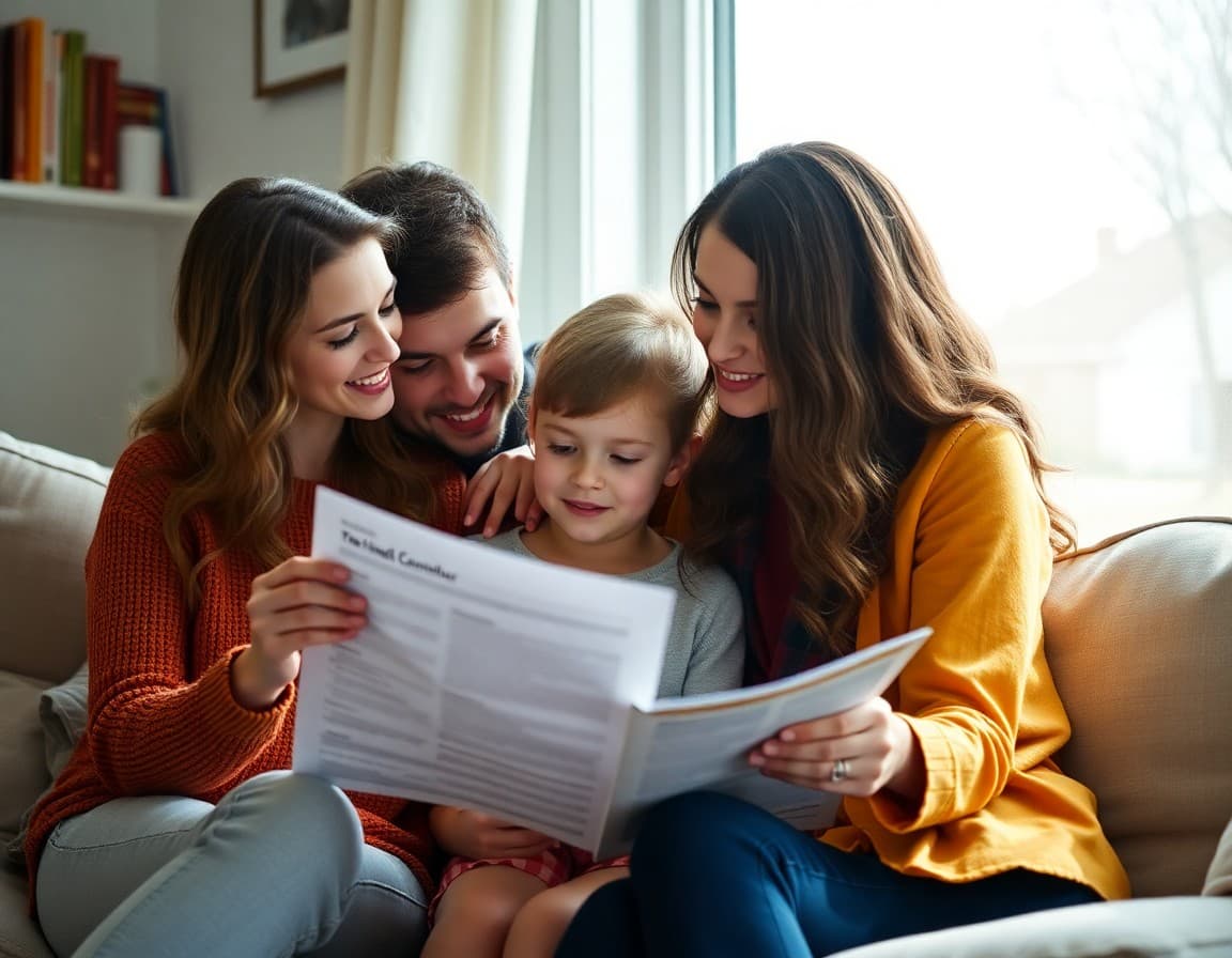Rhode Island family reading a school counselor newsletter at home