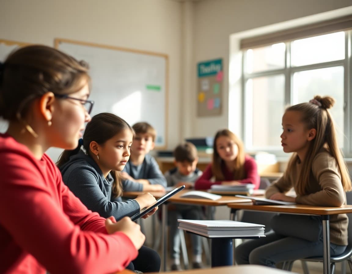 Students practicing problem-solving steps during a school counselor classroom guidance lesson
